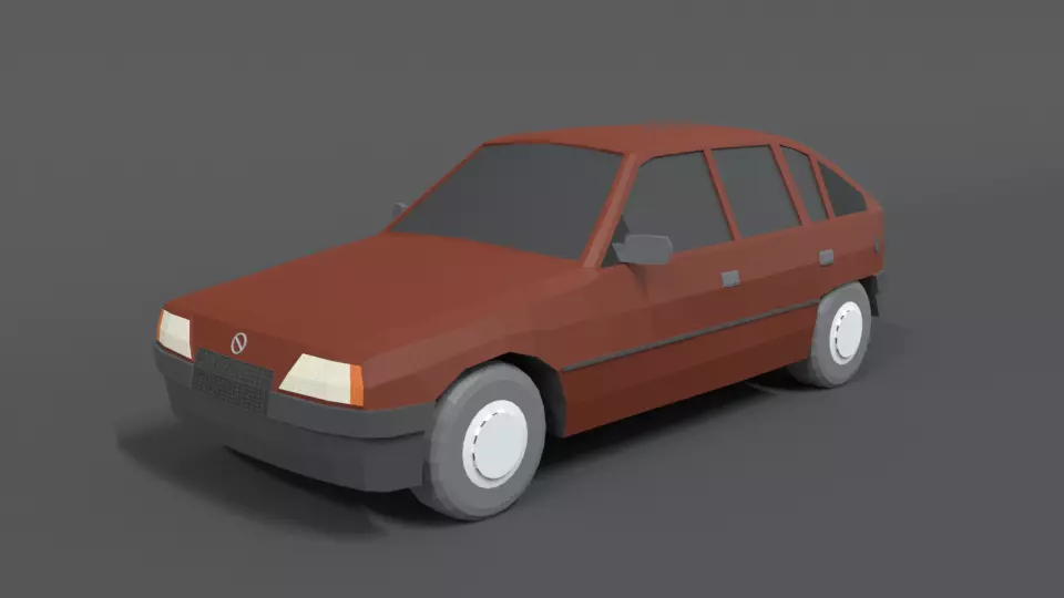 Low Poly Retro Cartoon Car Low-poly 3D model