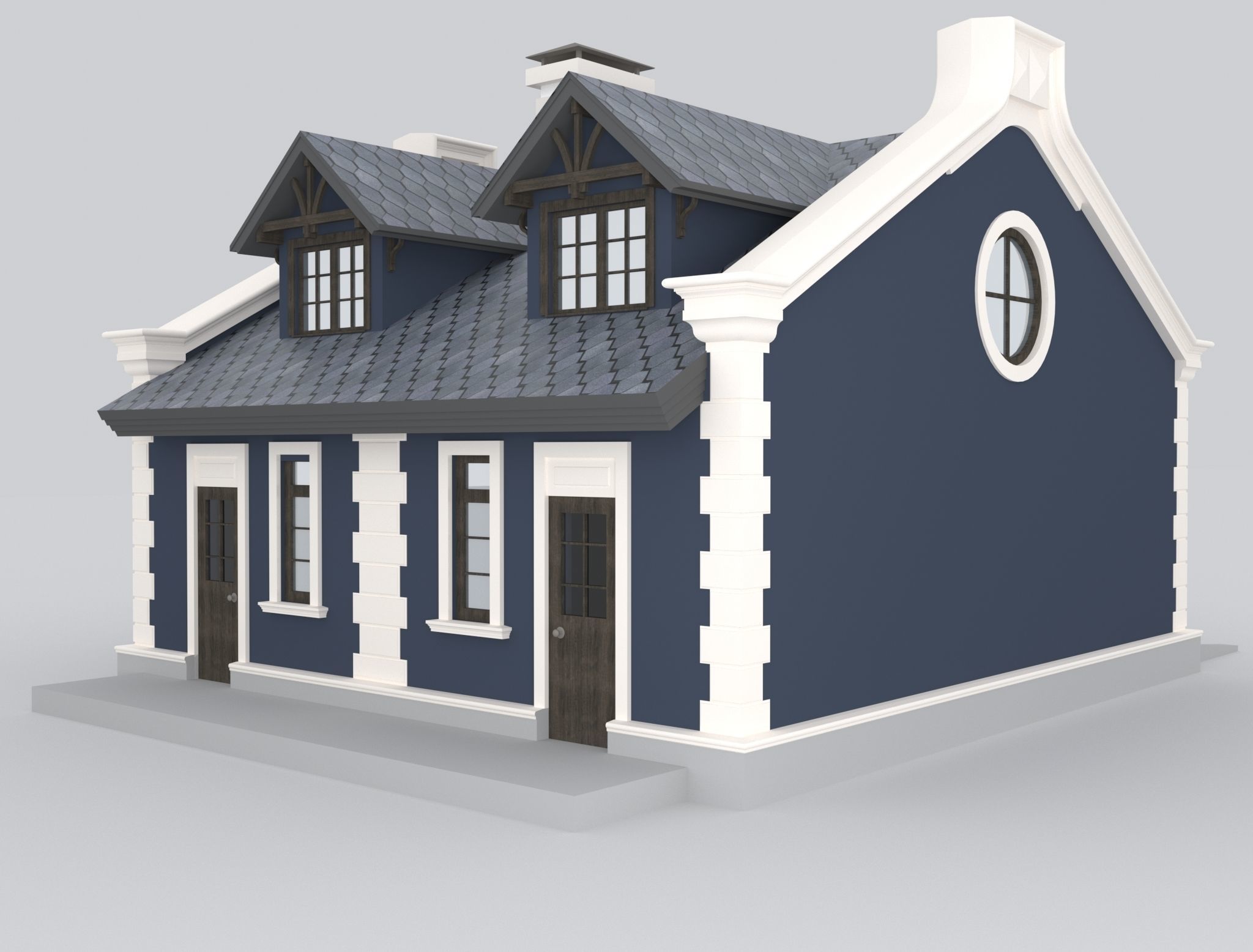 Detached Garages for two cars 3D model_4