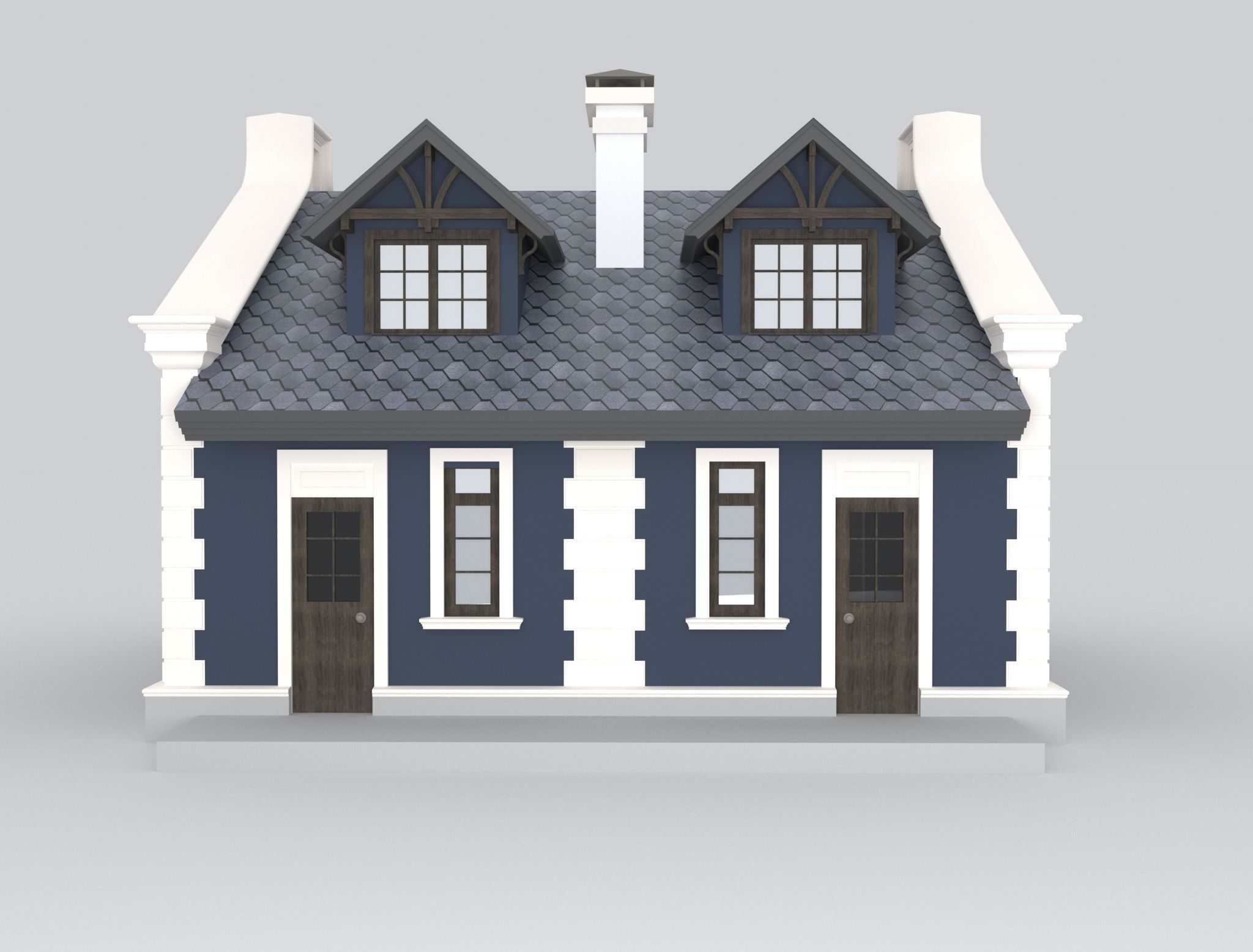 Detached Garages for two cars 3D model_5