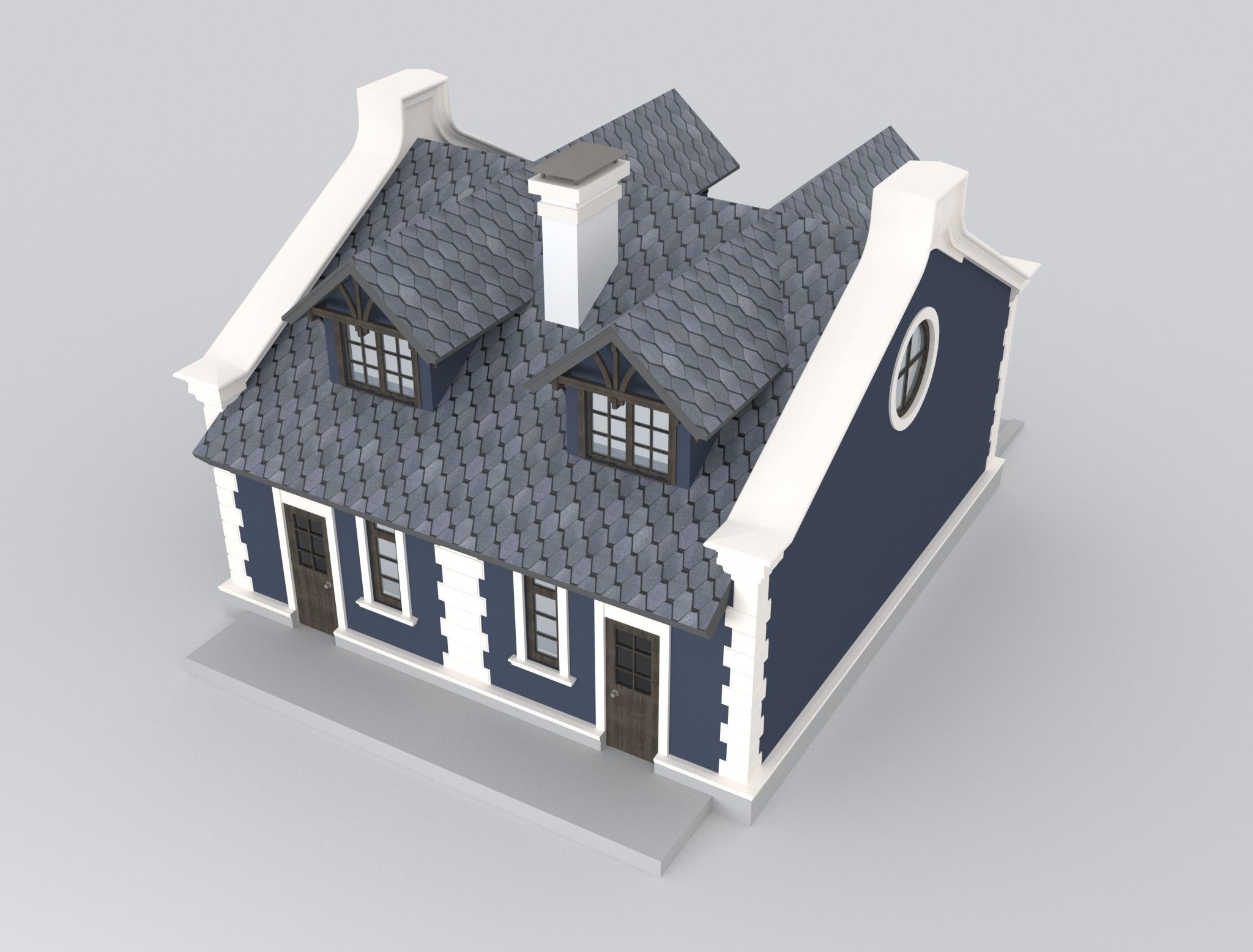 Detached Garages for two cars 3D model_7