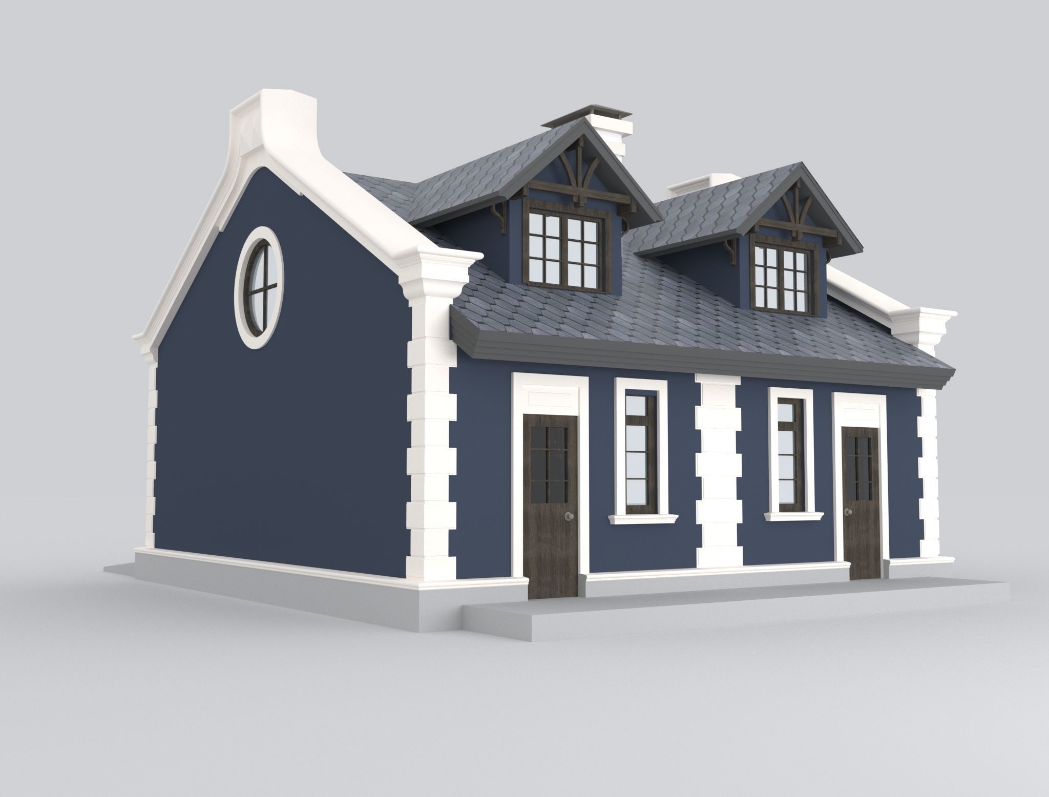 Detached Garages for two cars 3D model_6