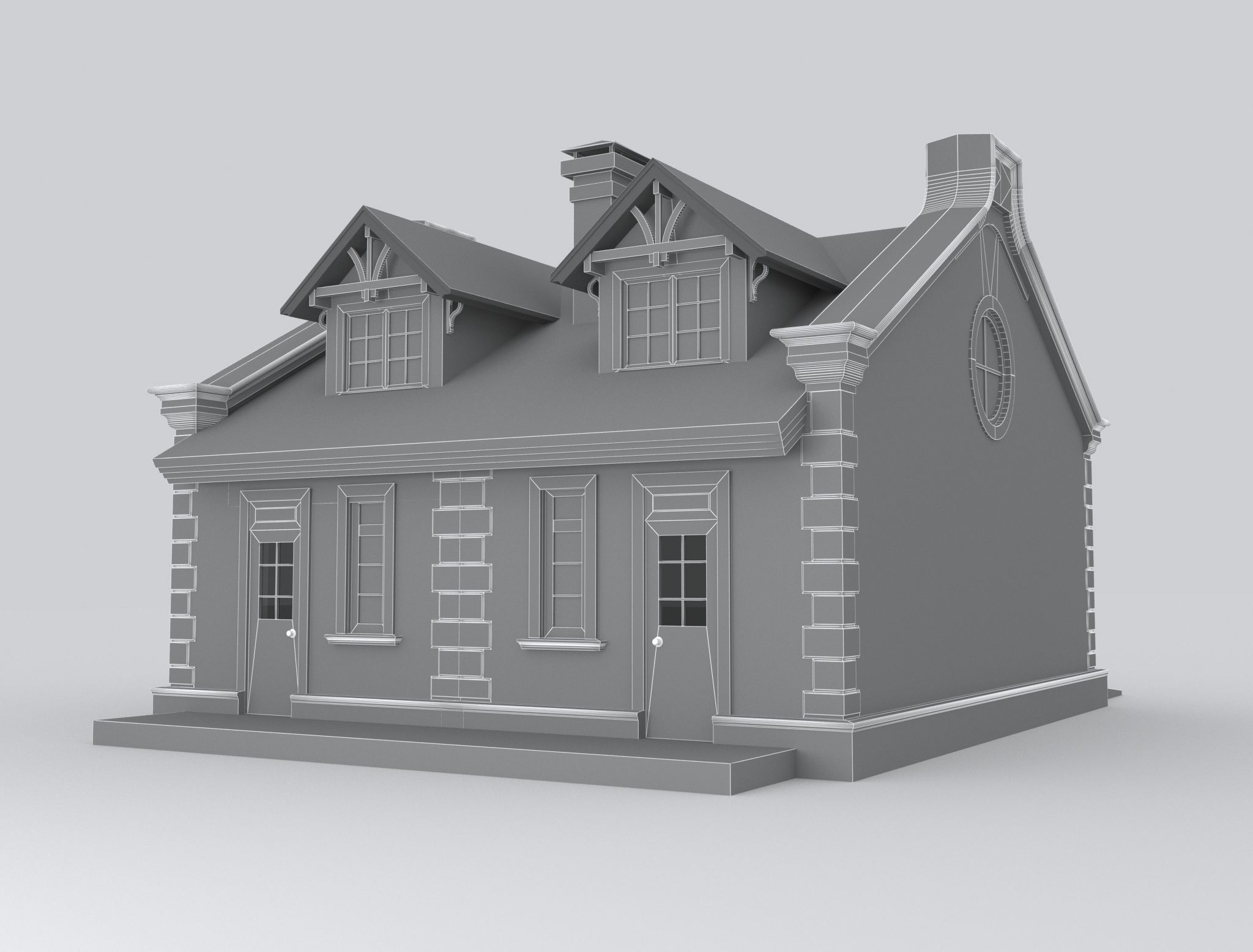 Detached Garages for two cars 3D model_8