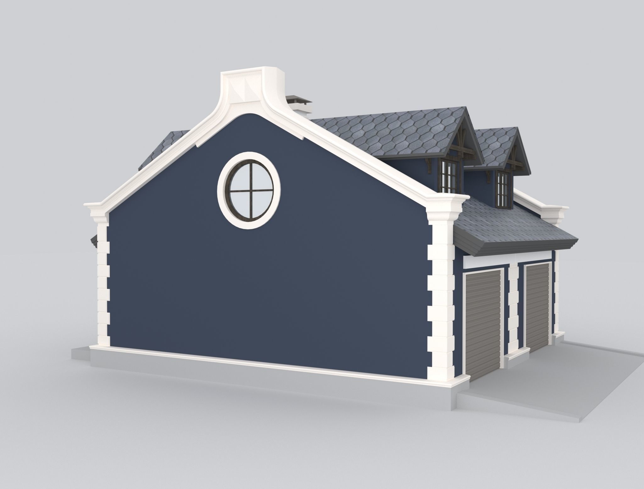 Detached Garages for two cars 3D model_3