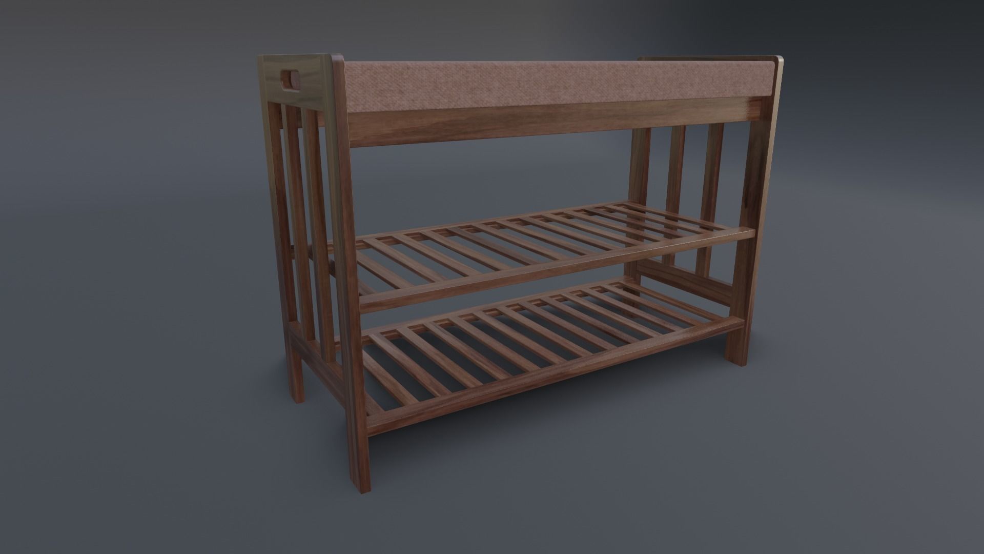 Wooden Shoe Bench Low-poly 3D model_2