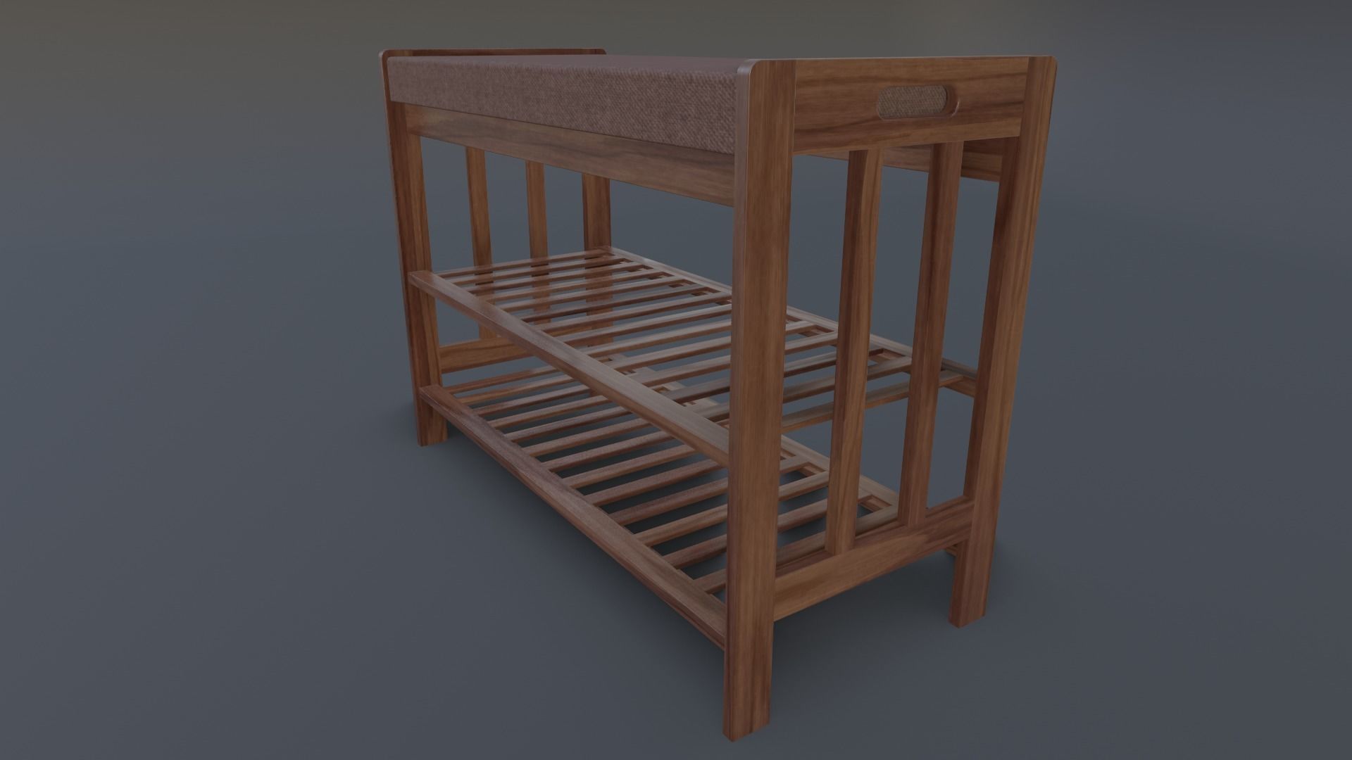 Wooden Shoe Bench Low-poly 3D model_4