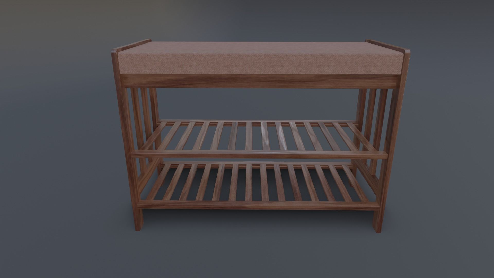 Wooden Shoe Bench Low-poly 3D model_3