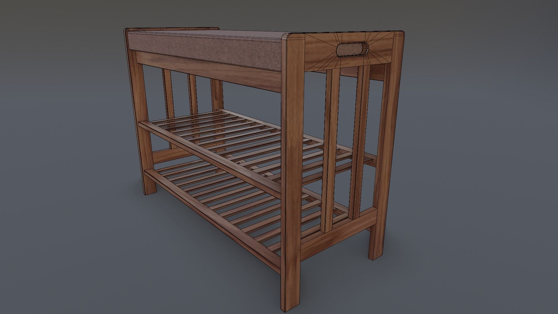 Wooden Shoe Bench Low-poly 3D model_8