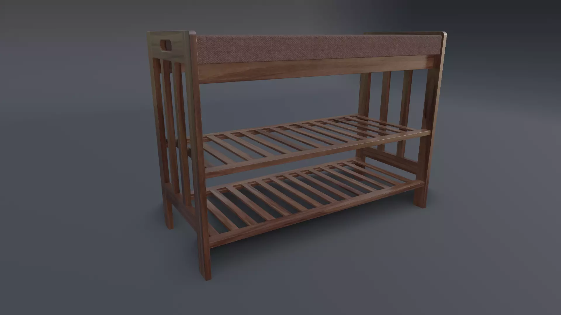 Wooden Shoe Bench Low-poly 3D model_0