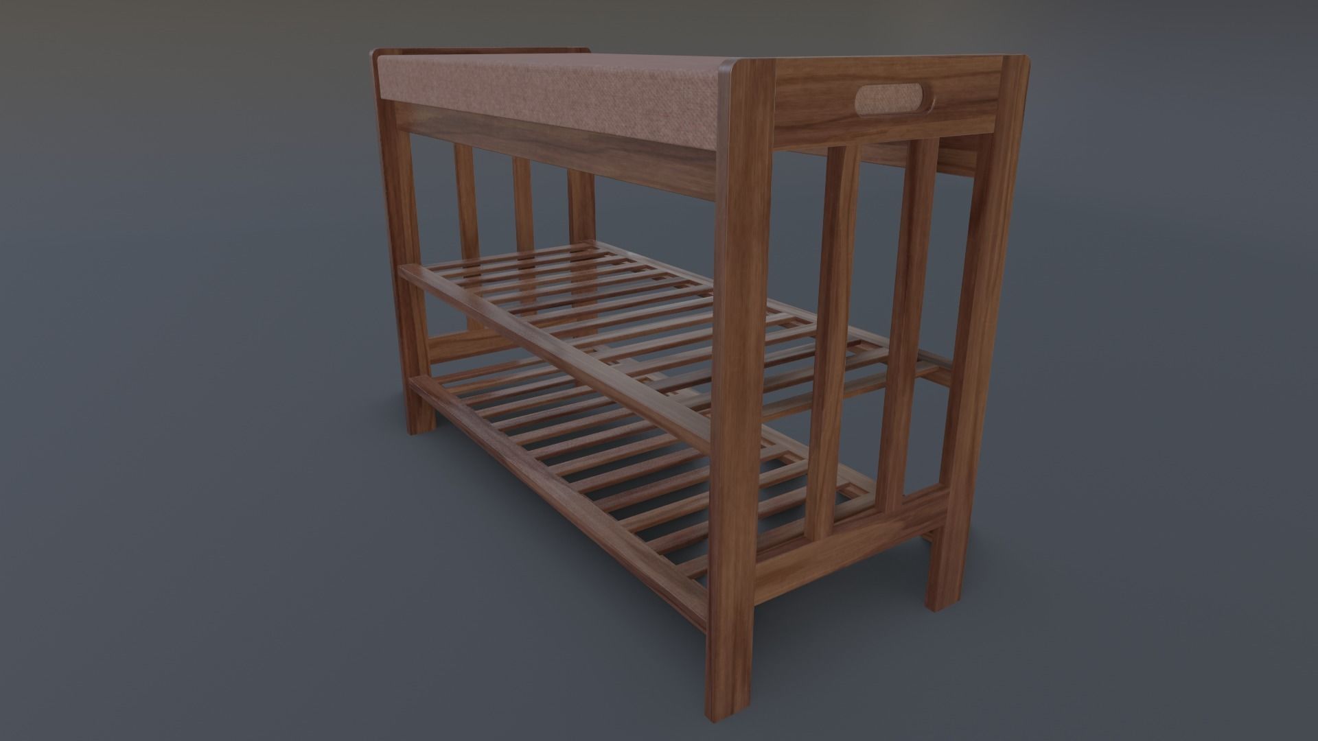 Wooden Shoe Bench Low-poly 3D model_5