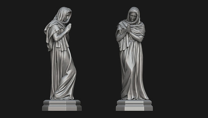 Virgin Mary Praying Statue 3D print model