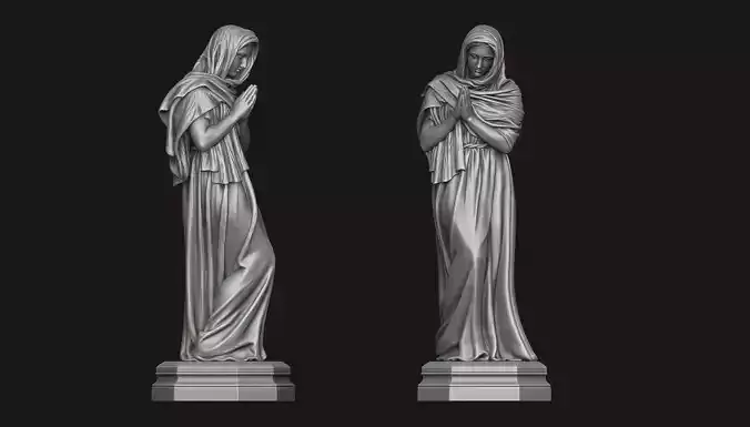 Virgin Mary Praying Statue 3D print model