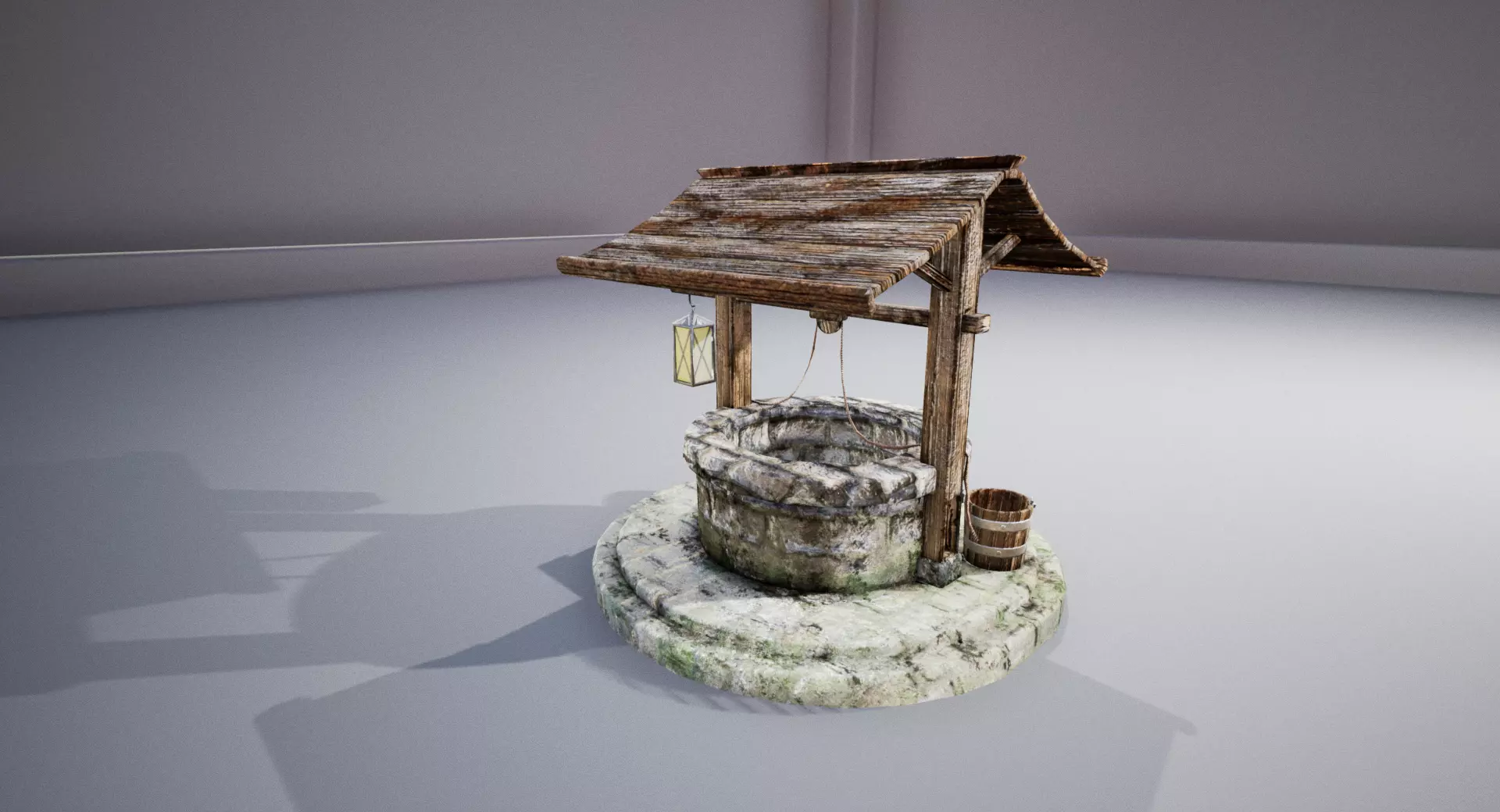 Detailed medieval water well Low-poly 3D model_0
