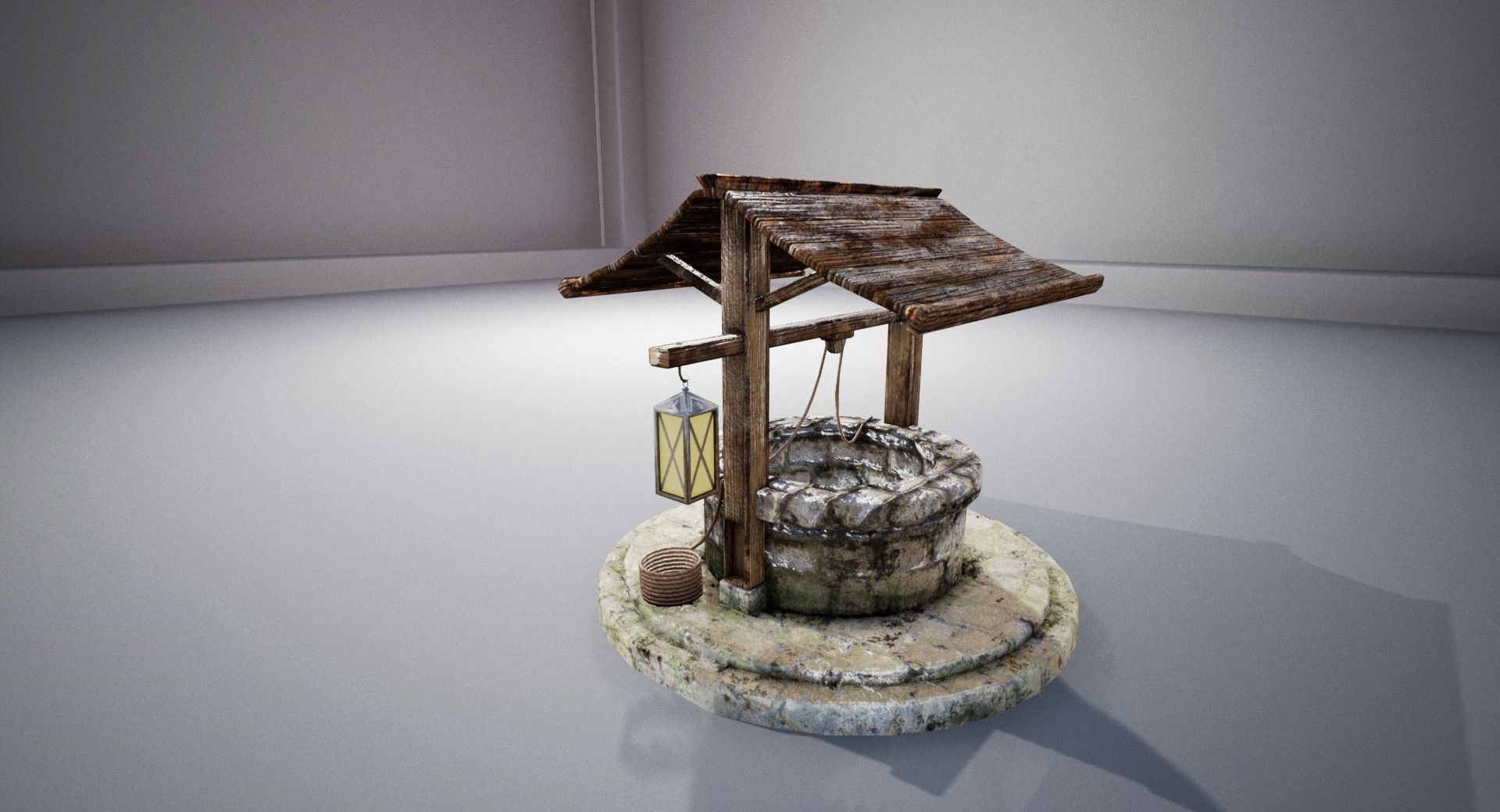 Detailed medieval water well Low-poly 3D model_1