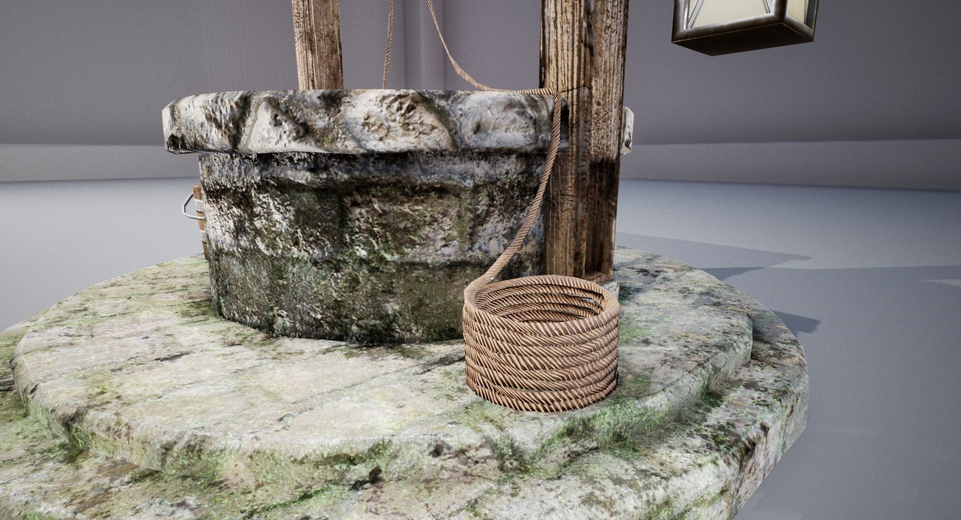 Detailed medieval water well Low-poly 3D model_2