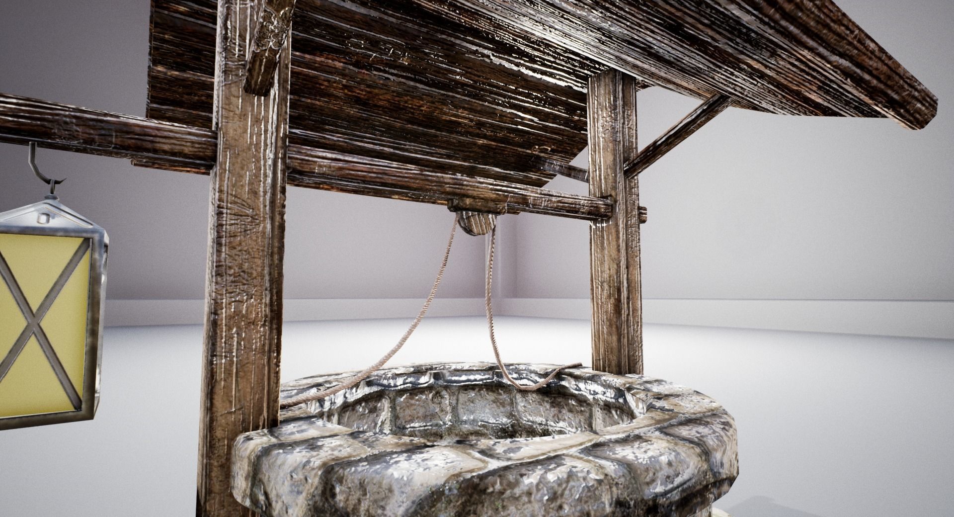 Detailed medieval water well Low-poly 3D model_4