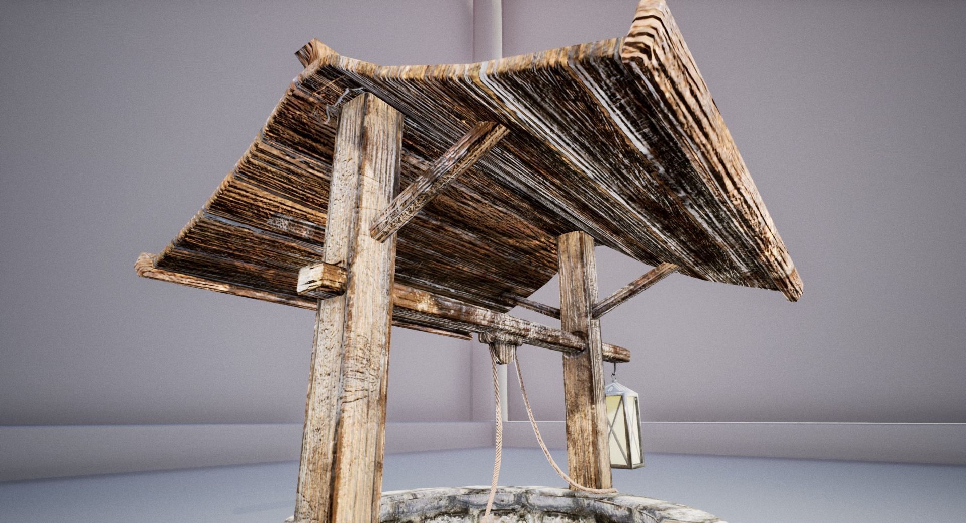 Detailed medieval water well Low-poly 3D model_7