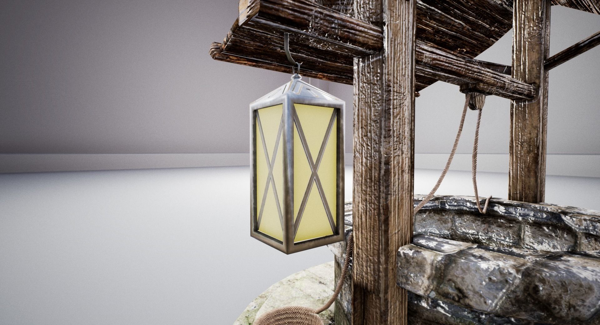 Detailed medieval water well Low-poly 3D model_5