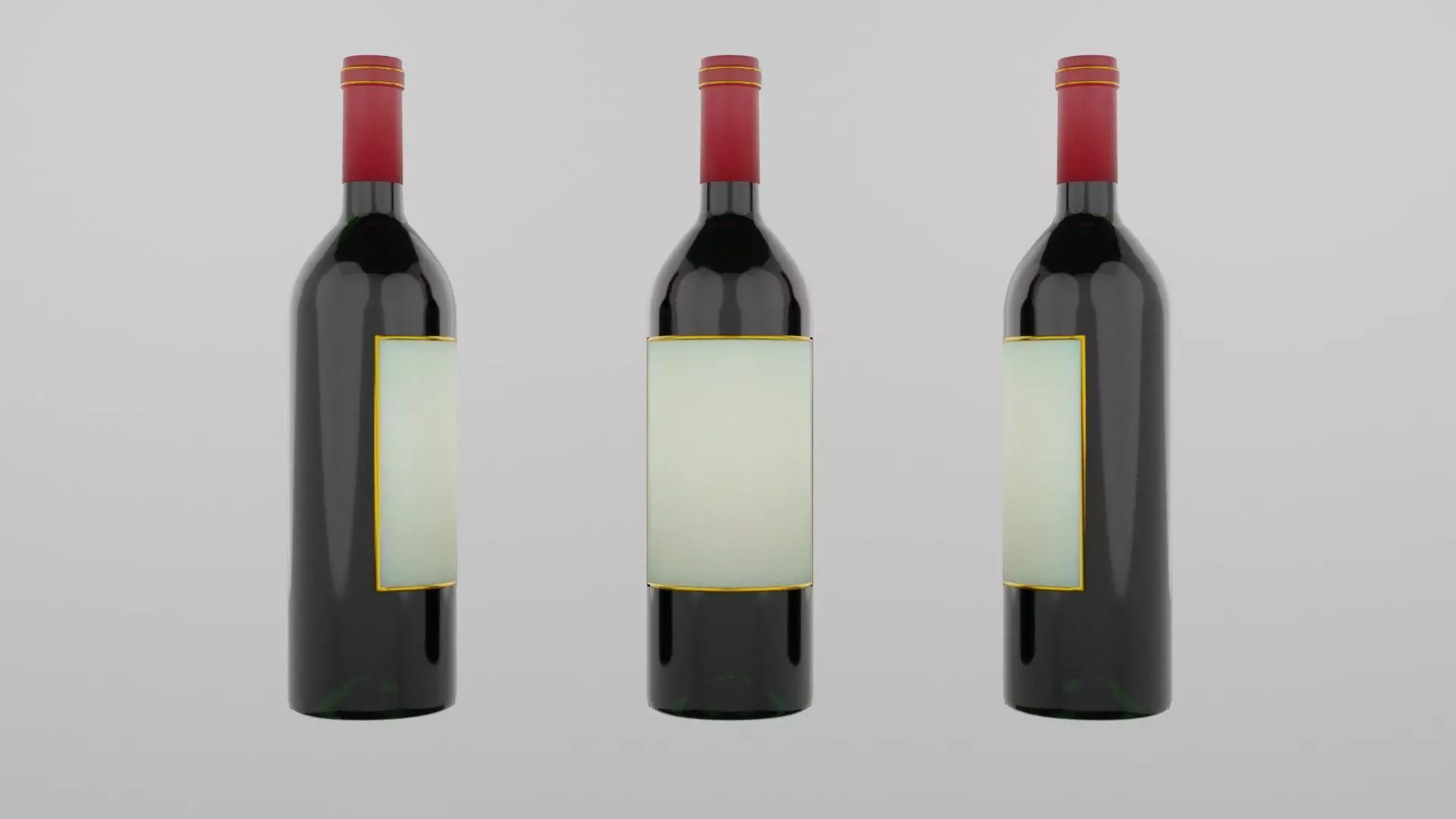 3 Wine Bottle in same size with label 3D model