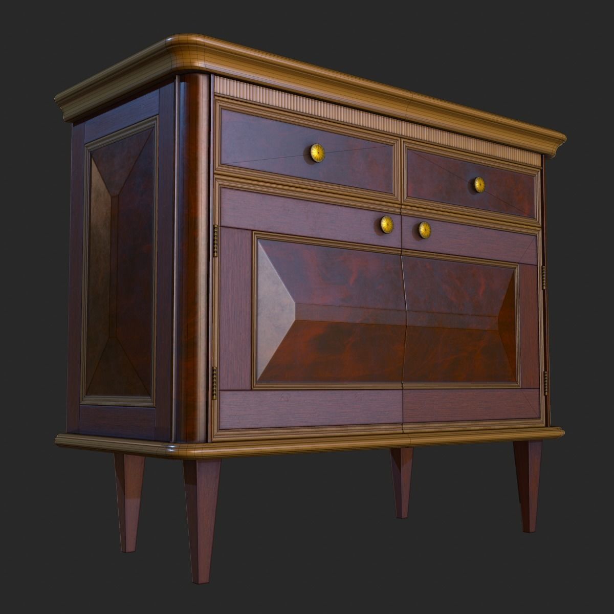 Vintage Furniture Commode PBR Game Ready Low-poly 3D model_4