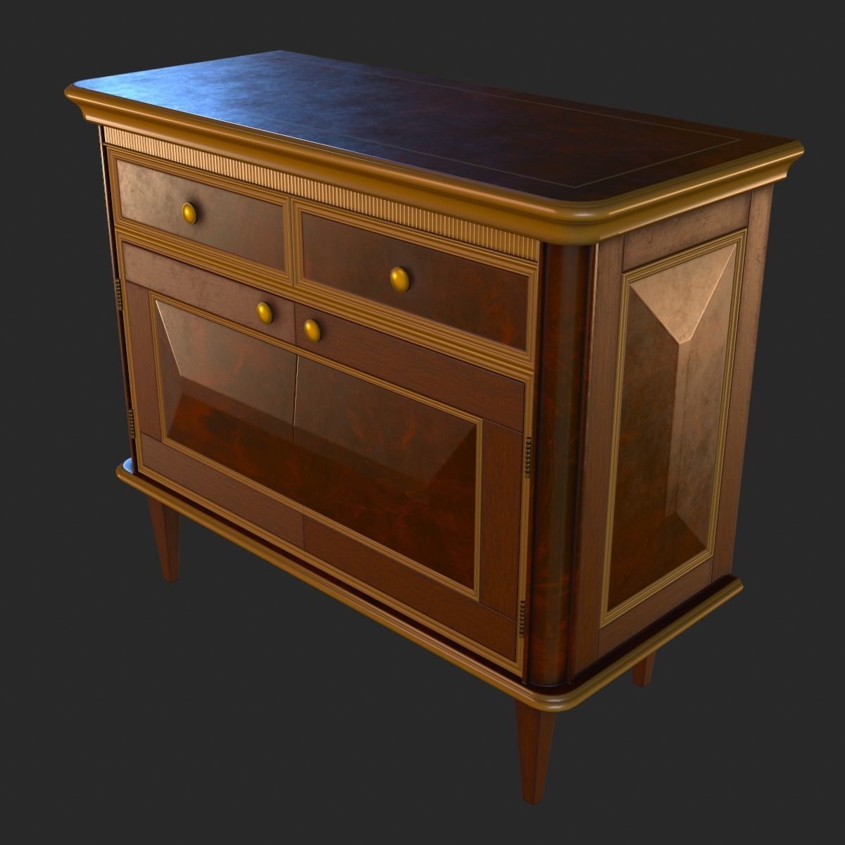 Vintage Furniture Commode PBR Game Ready Low-poly 3D model_14