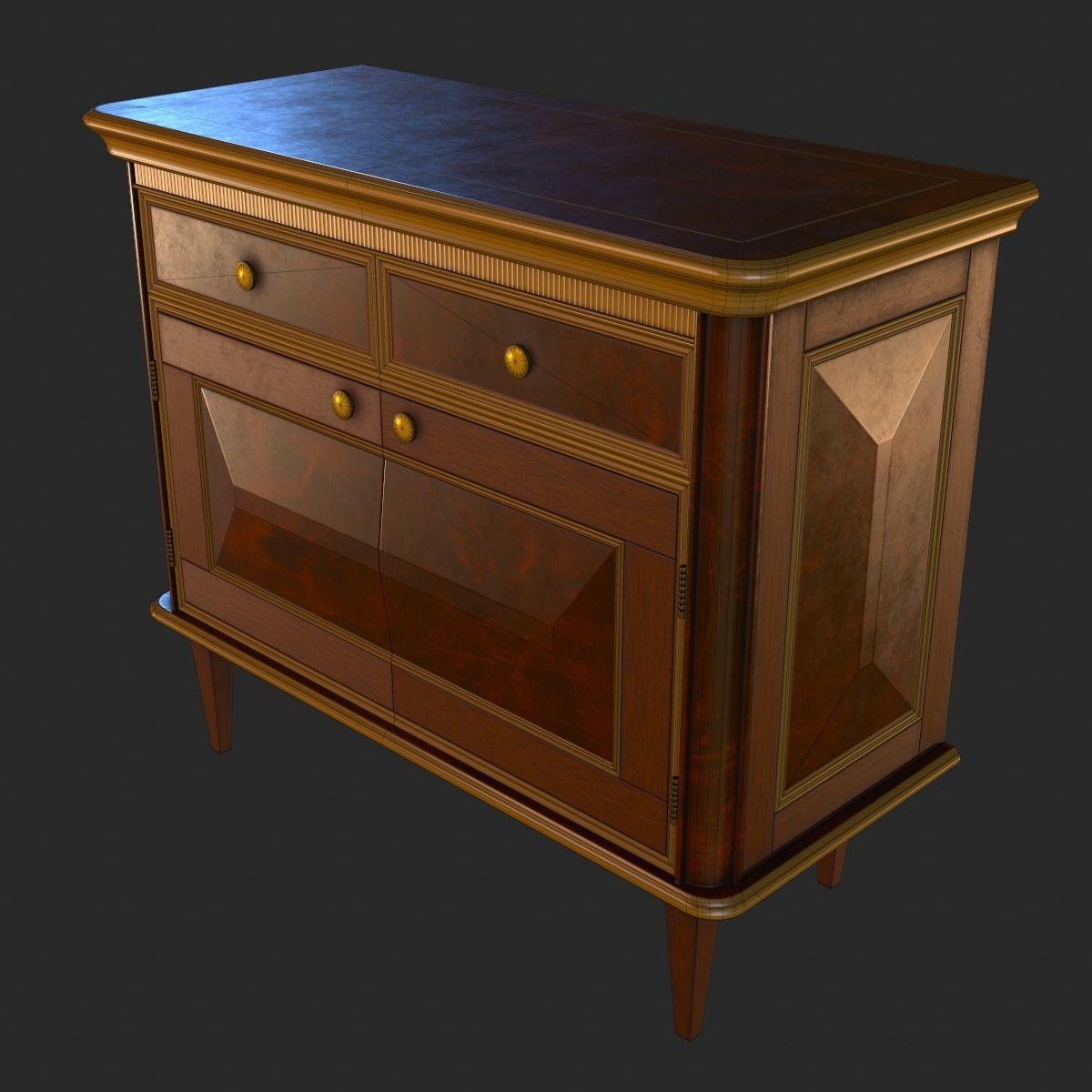 Vintage Furniture Commode PBR Game Ready Low-poly 3D model_16