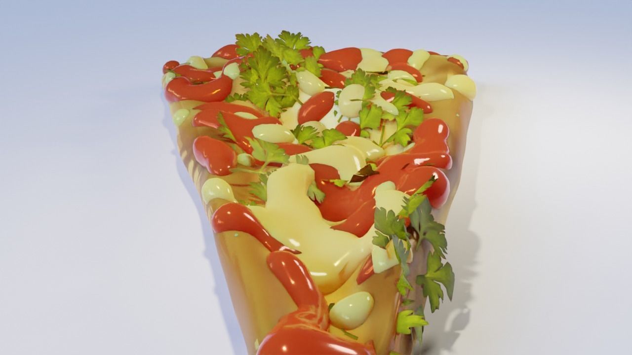 tortilla pizza with toppings 3D model_2