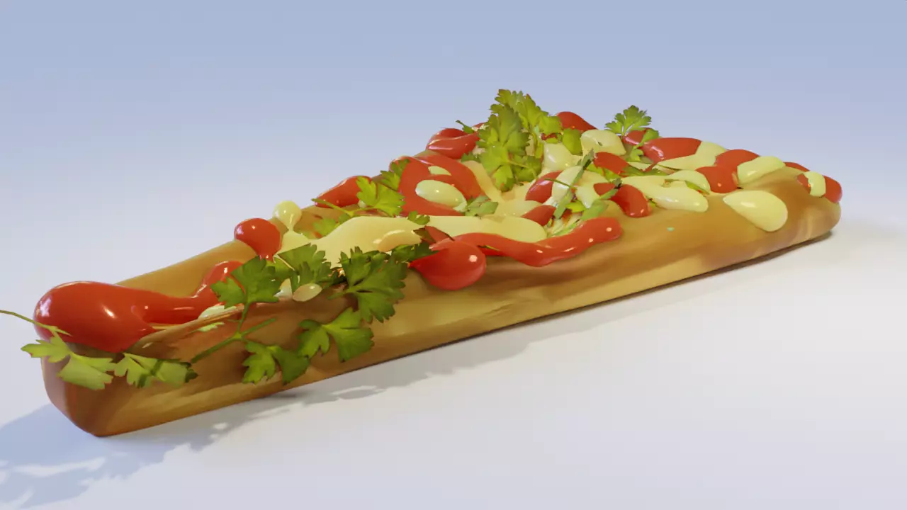 tortilla pizza with toppings 3D model_0