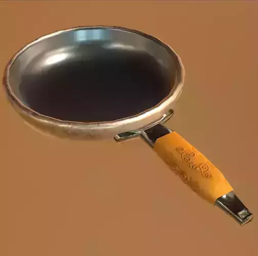 pan 3d frying with wooden handle
