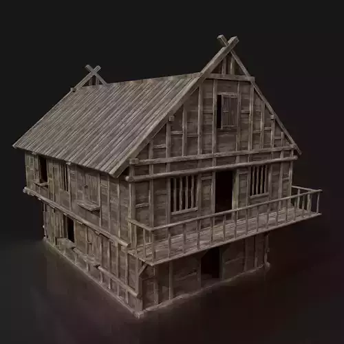Next Gen AAA FANTASY MEDIEVAL WOODEN VIKING HOUSE WEST WESTERN Low-poly 3D model