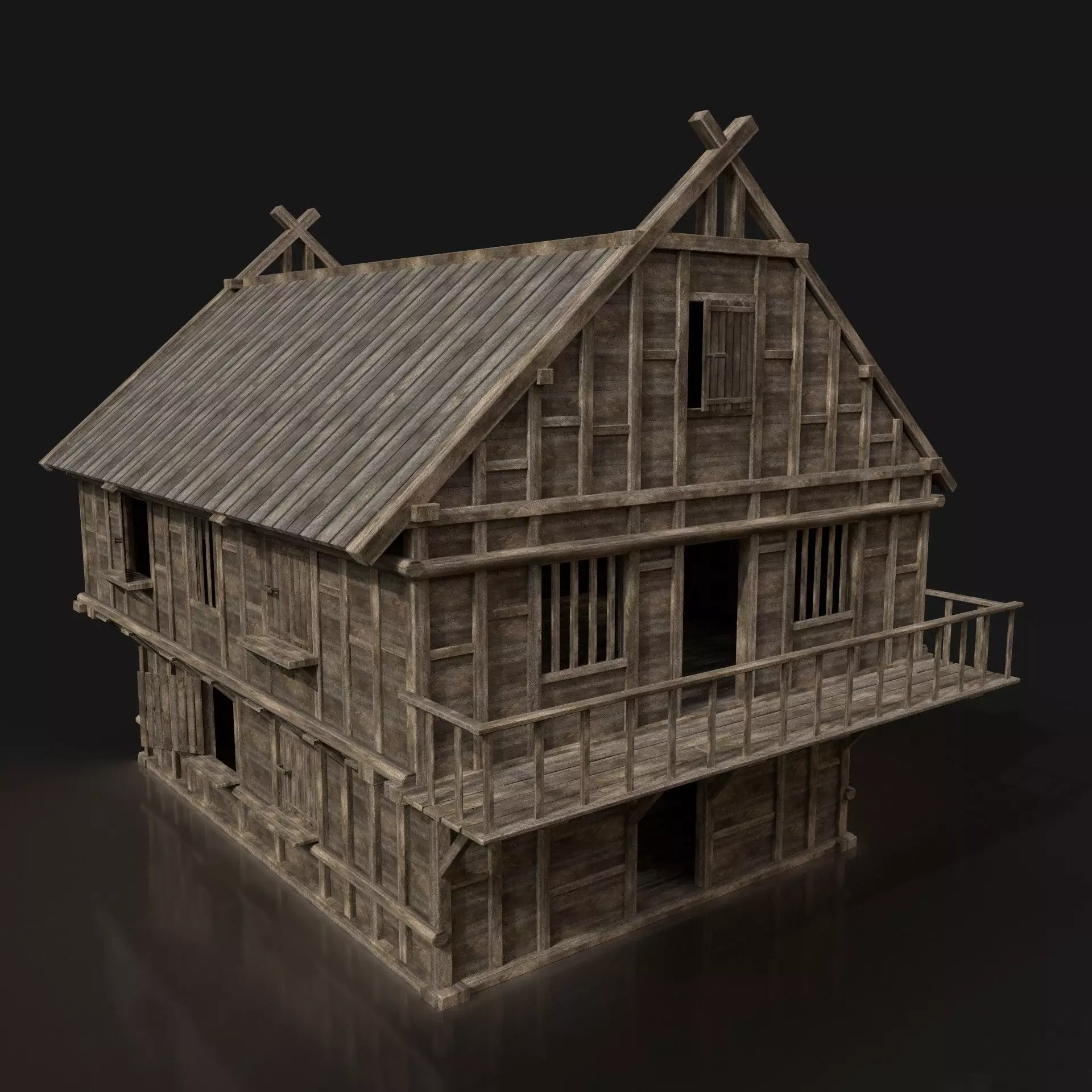 Next Gen AAA FANTASY MEDIEVAL WOODEN VIKING HOUSE WEST WESTERN Low-poly 3D model