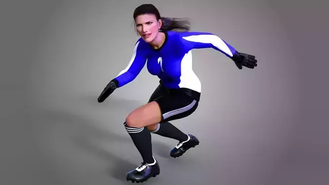  Caucasian Football Soccer GoalKeeper Female 3D model