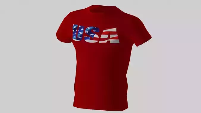 Low poly USA shirt red colour 