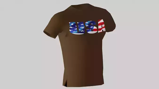 Low poly USA shirt dark brown colour 