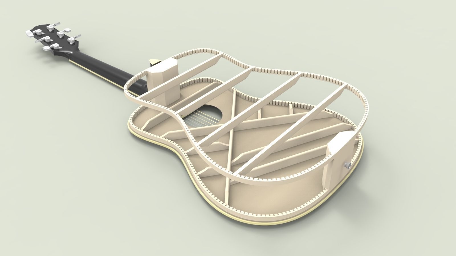 Acoustic guitar SX 3D model_6