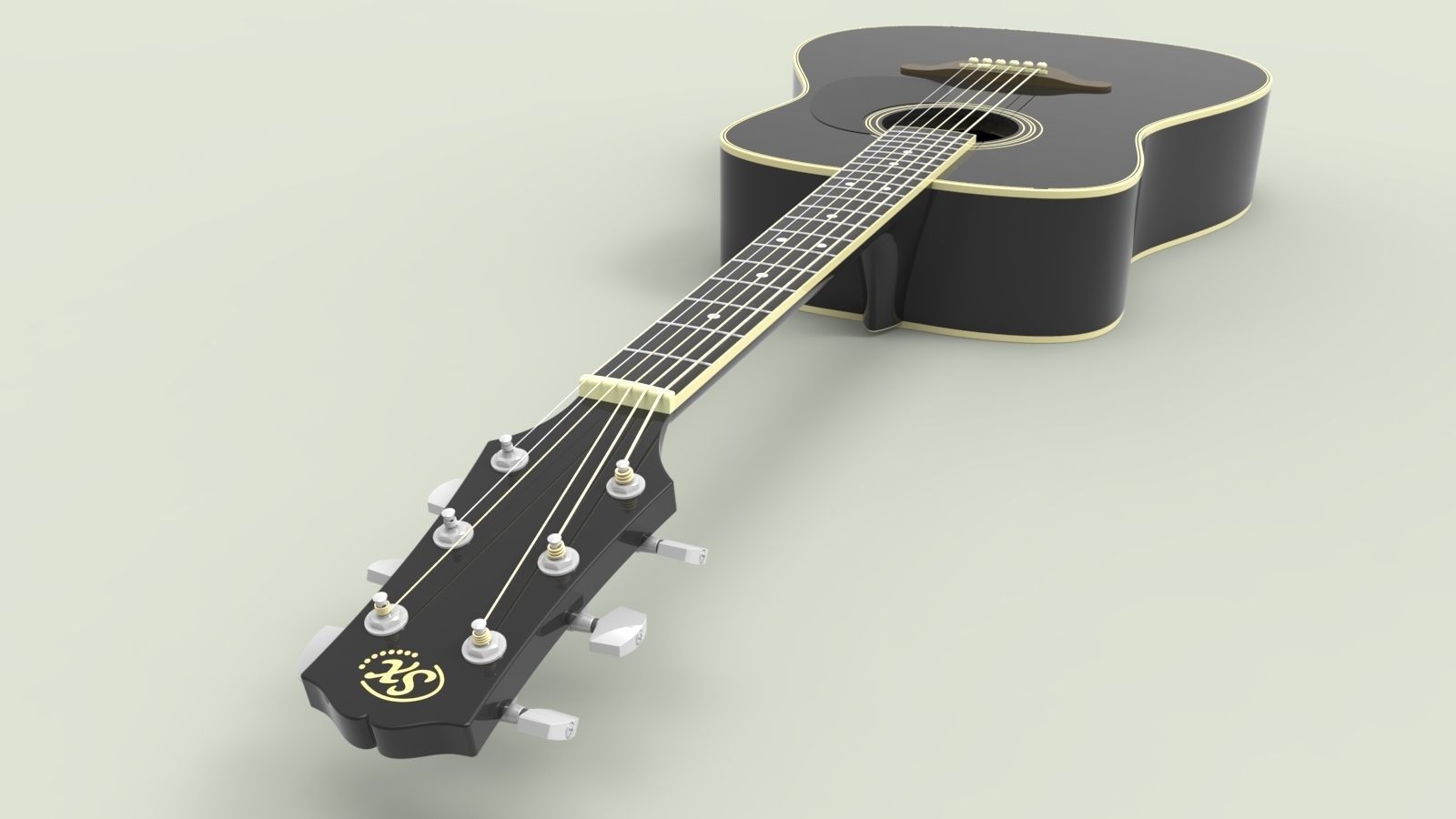 Acoustic guitar SX 3D model_1