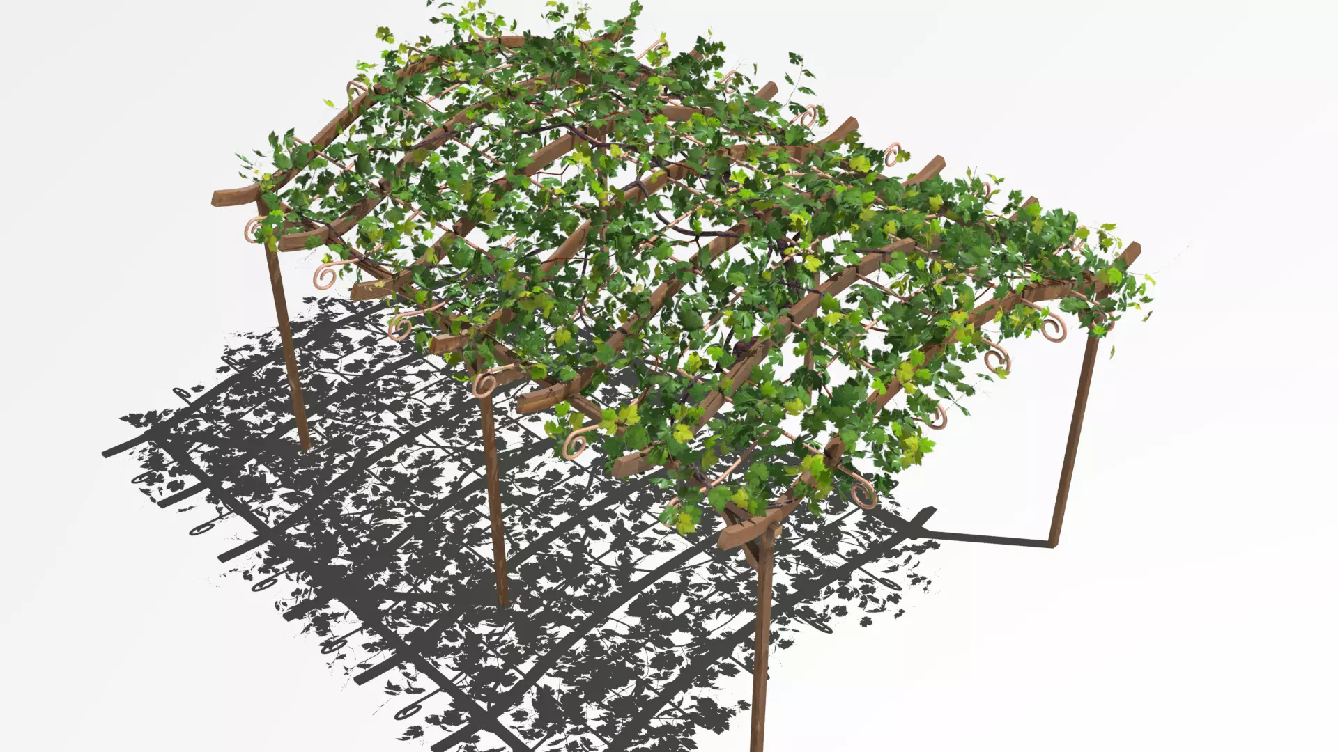 Vine pergola 3D model_0