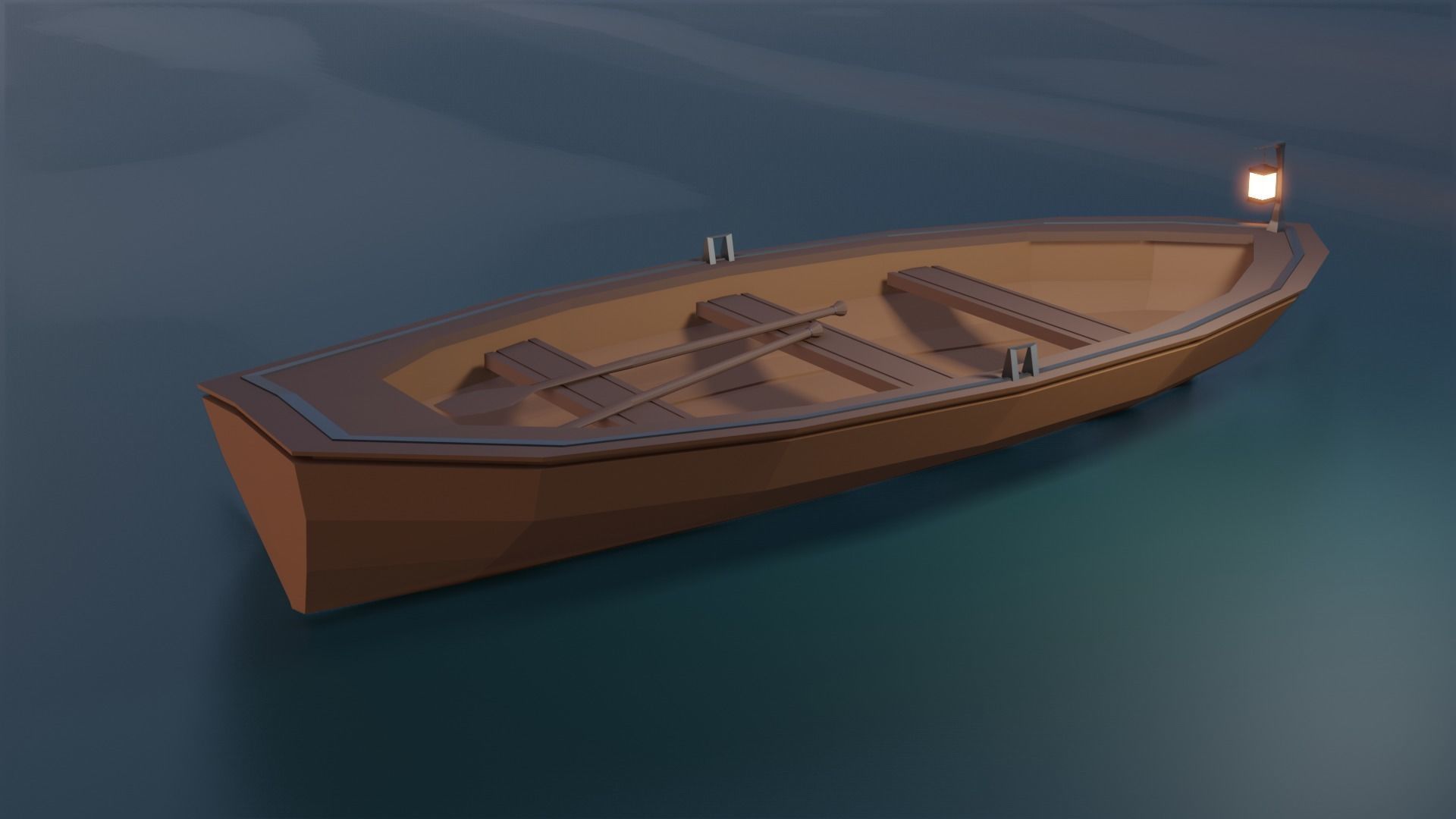 low-poly wooden boat Free low-poly 3D model_1