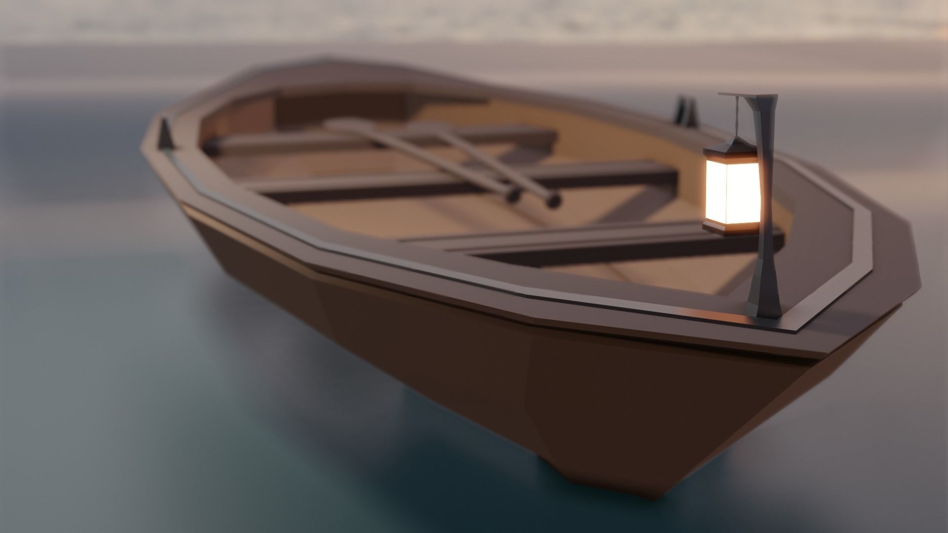 low-poly wooden boat Free low-poly 3D model_3