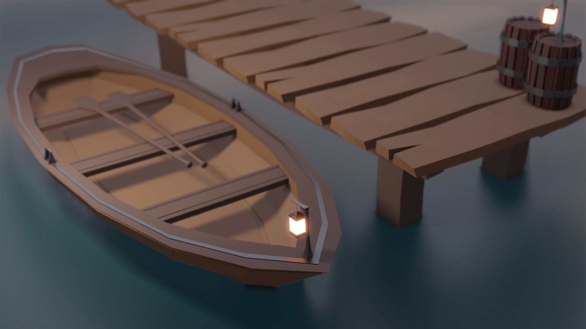 low-poly wooden boat Free low-poly 3D model_4