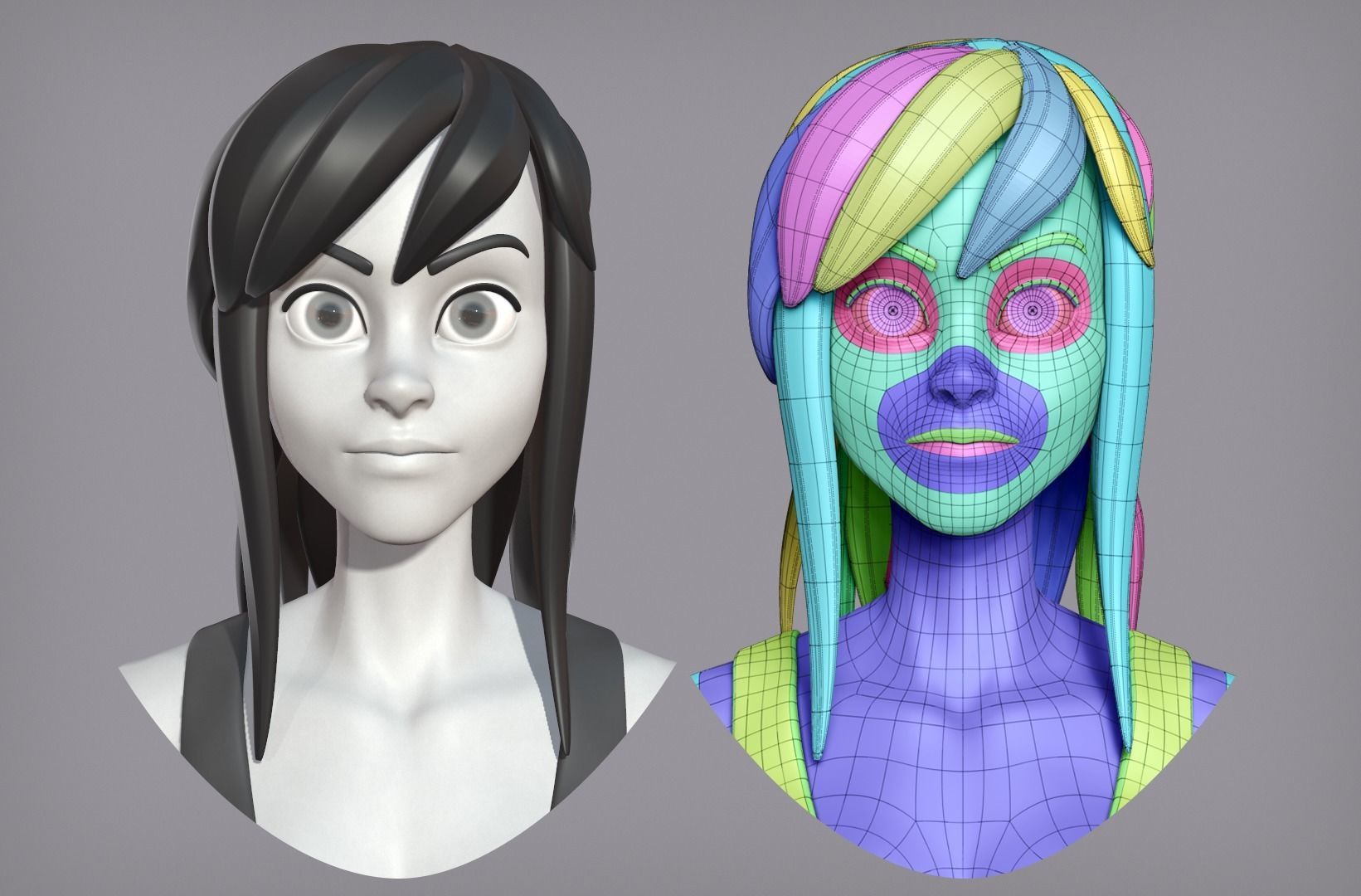 Cartoon female character Lora base mesh 3D model_8