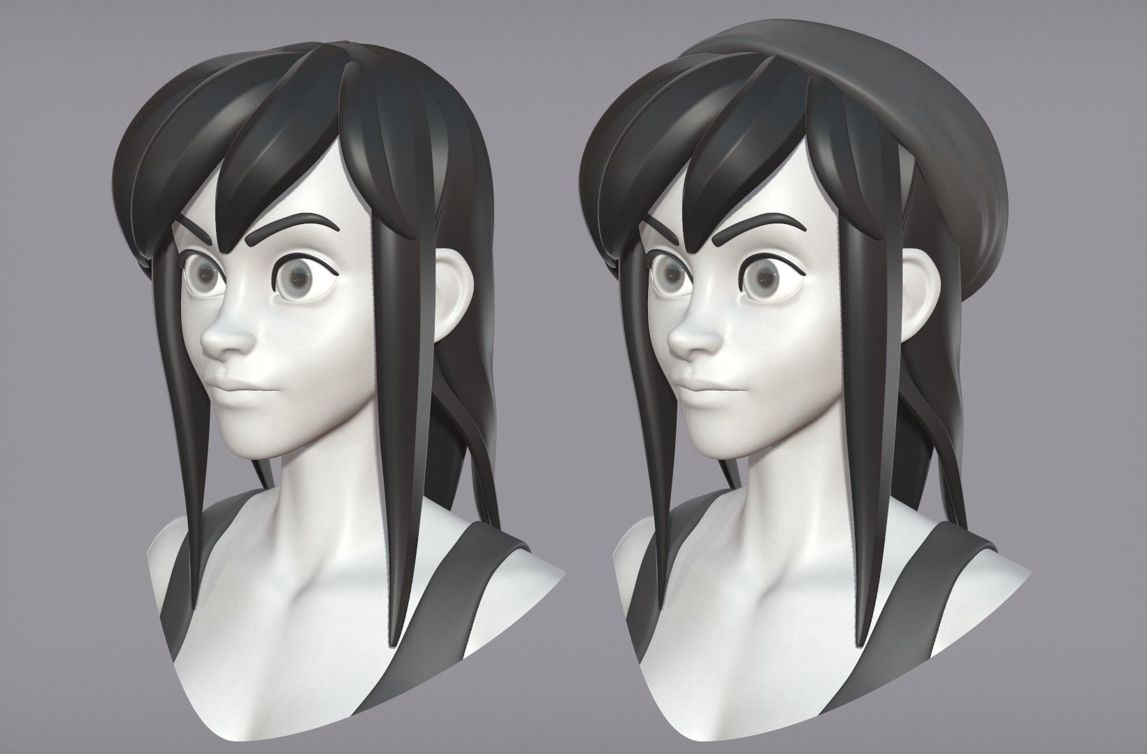 Cartoon female character Lora base mesh 3D model_3