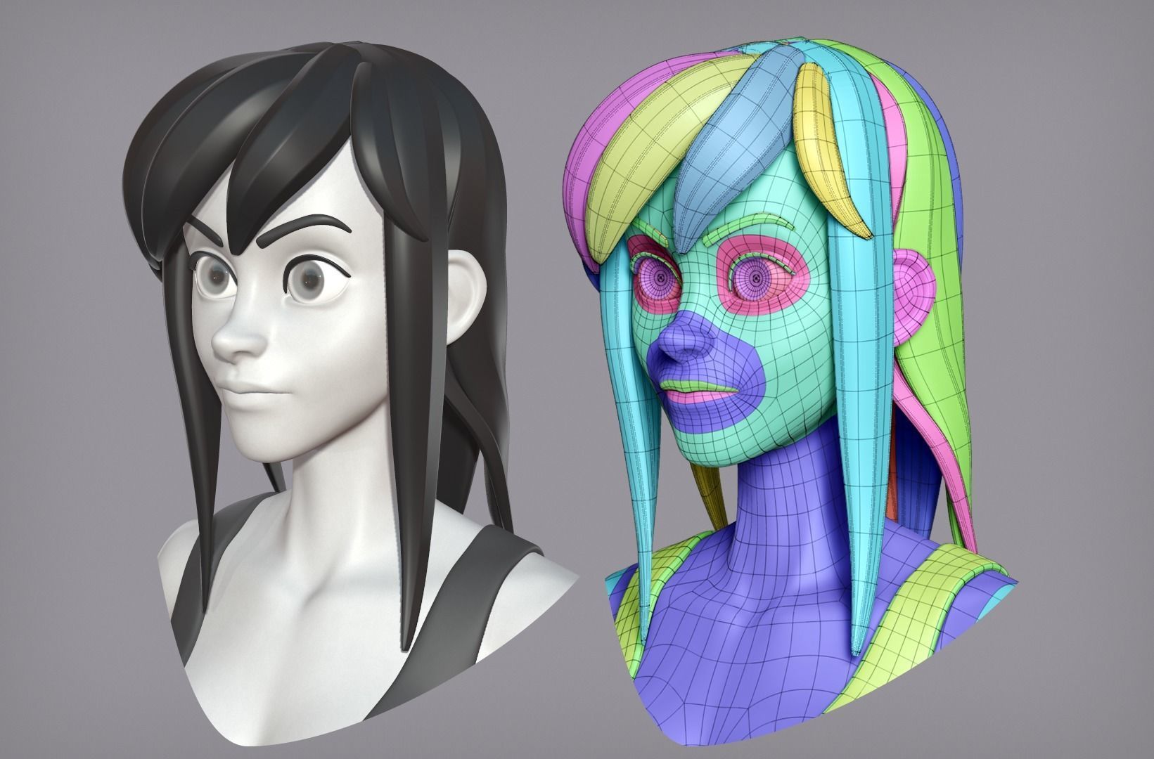 Cartoon female character Lora base mesh 3D model_7