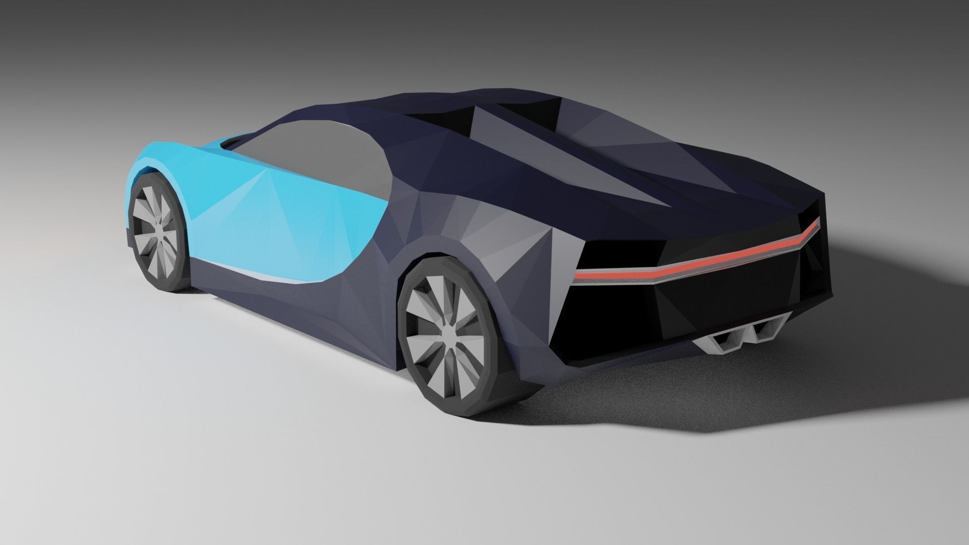 Low Poly Bugatti Chiron Low-poly 3D model_2