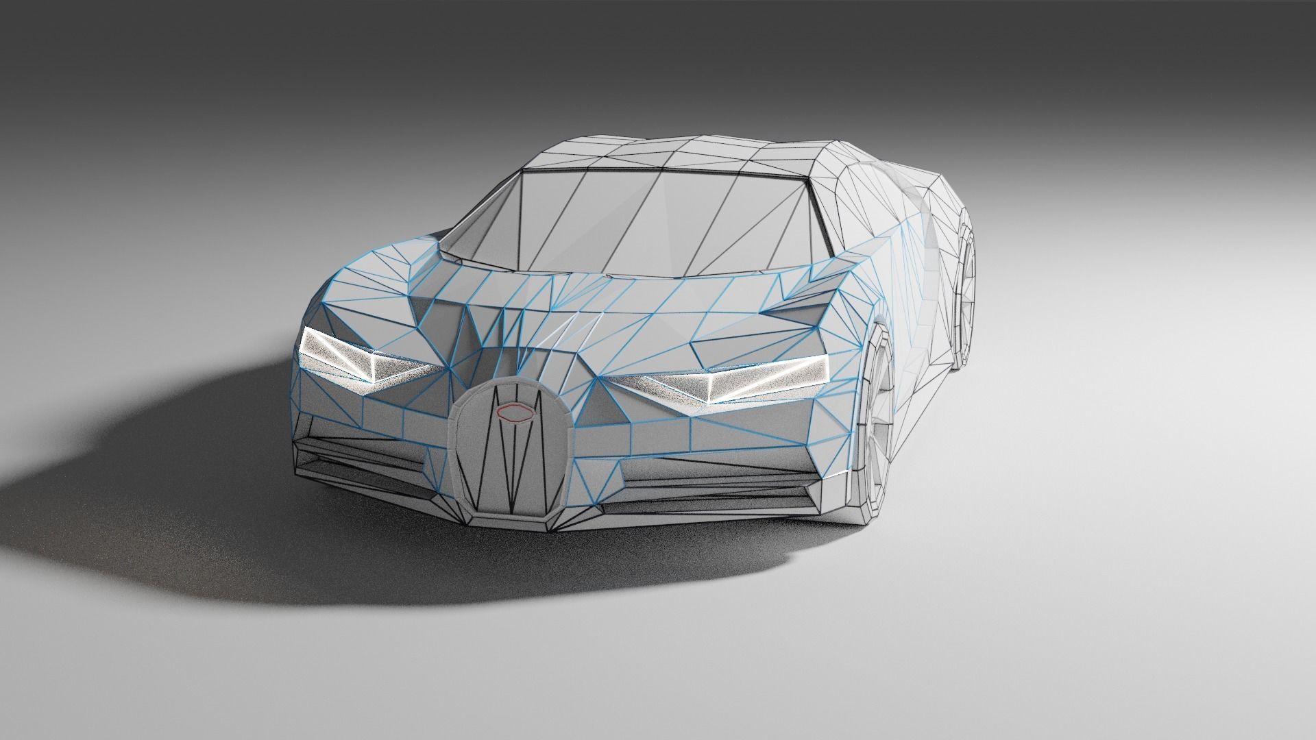 Low Poly Bugatti Chiron Low-poly 3D model_9