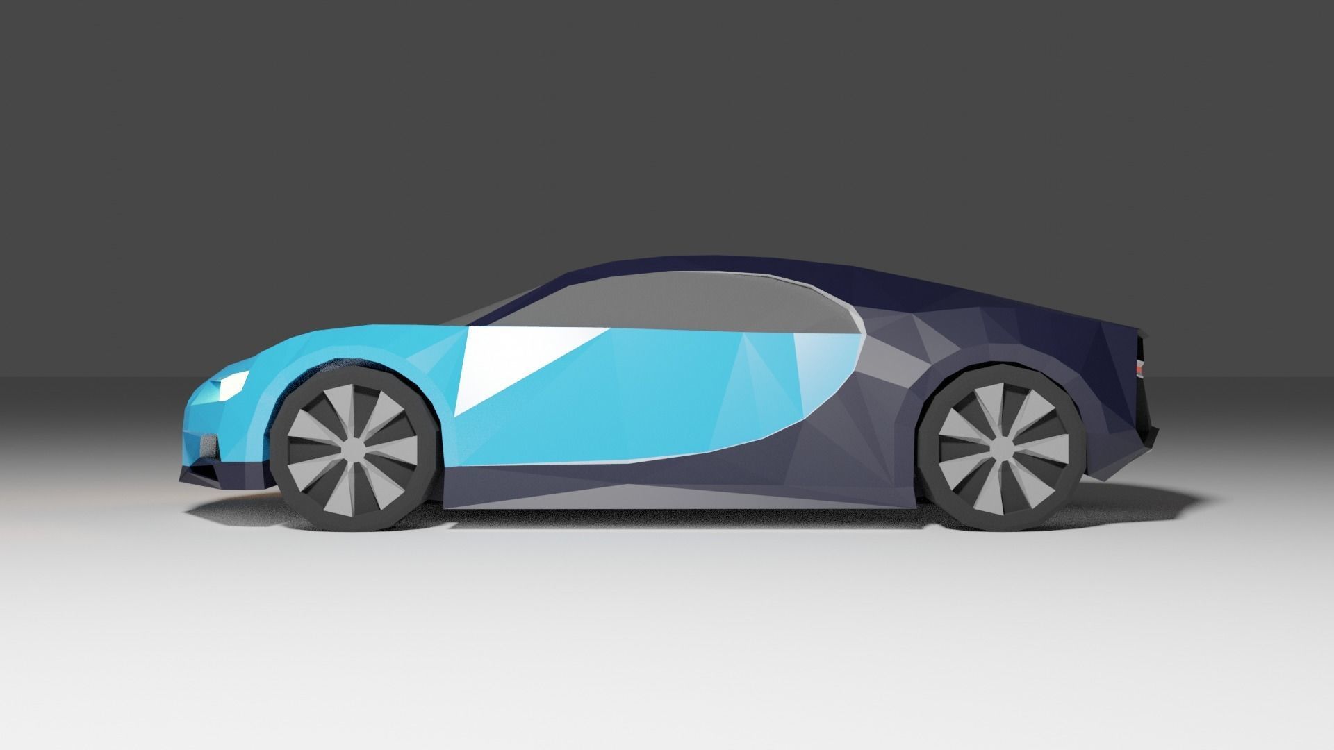 Low Poly Bugatti Chiron Low-poly 3D model_5