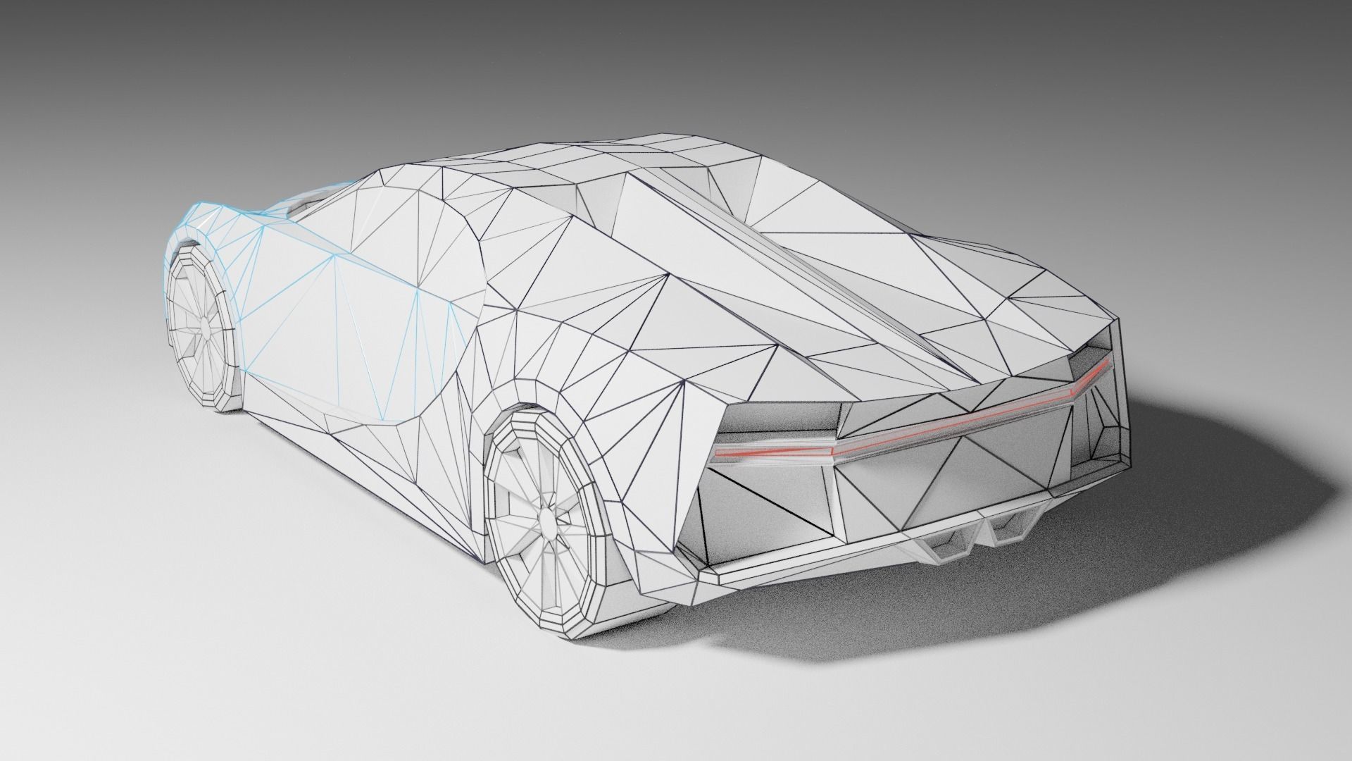 Low Poly Bugatti Chiron Low-poly 3D model_8