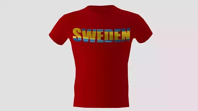 Low poly Sweden shirt red colour