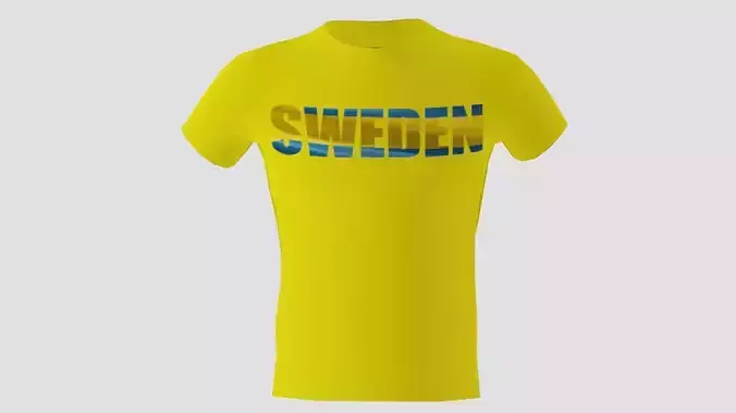 Low poly Sweden shirt yellow colour 