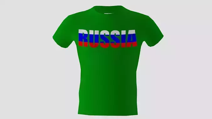 Low poly Russia shirt green colour 