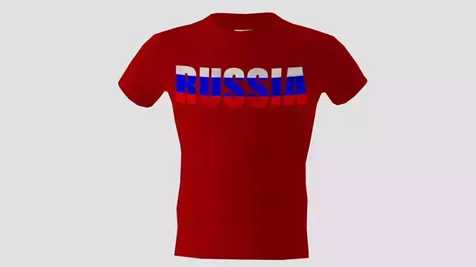 Low poly Russia shirt red colour